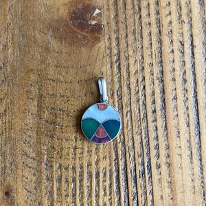 Sterling Silver and Natural Stones Round Pendant